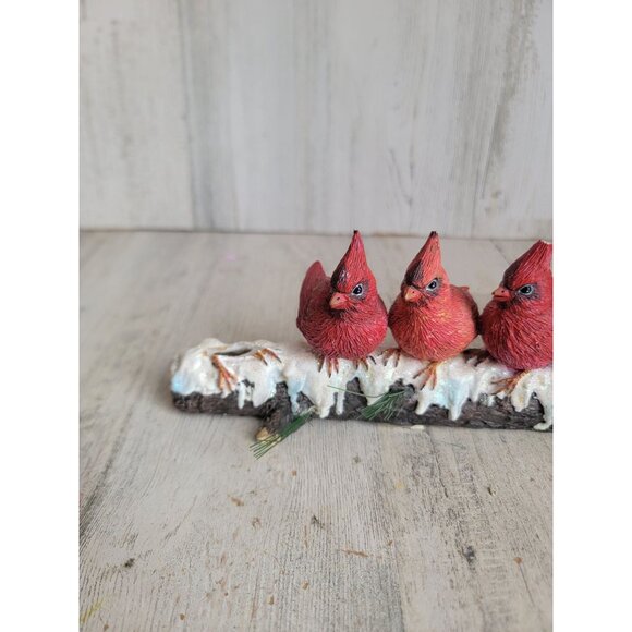 Red cardinal AS IS log tree Xmas snow home decor set figure mistletoe - Picture 2 of 13